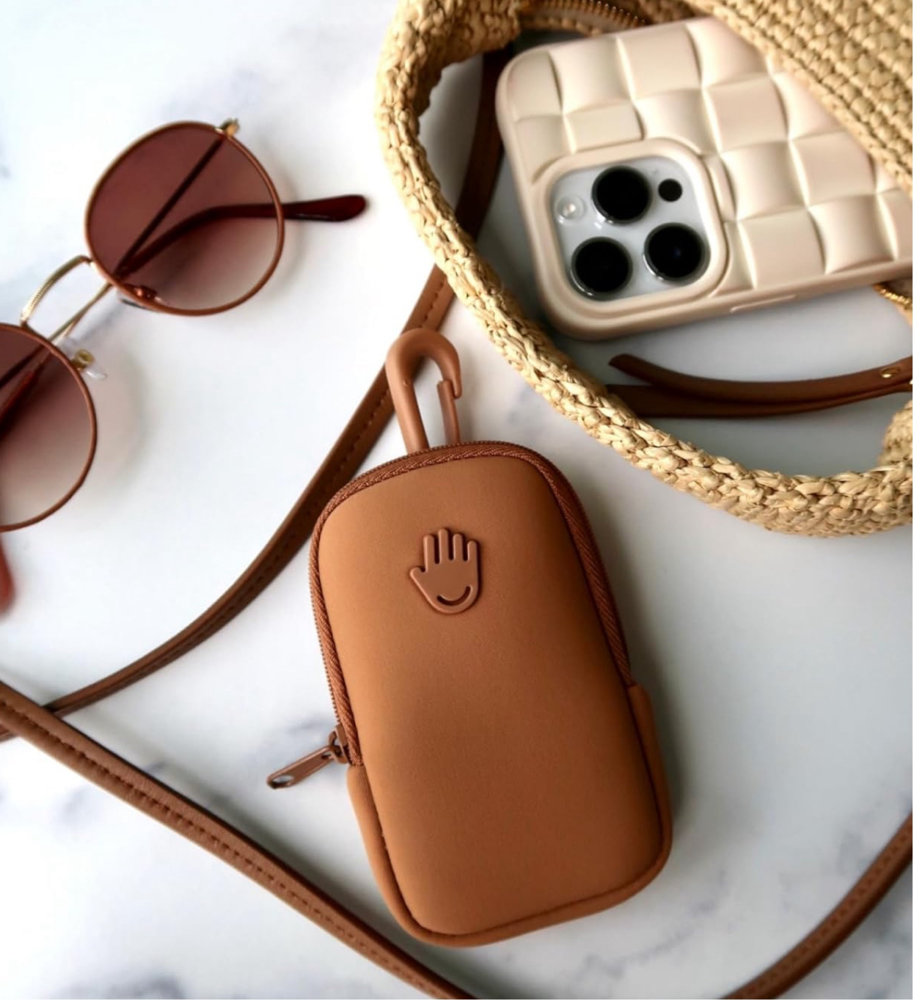 Touchland Touchette Zippered Pouch, Attachable Fashion Accessory with Snap Hook for Power Mist and Glow Mist 1FL OZ, Caramel

#LTKTravel