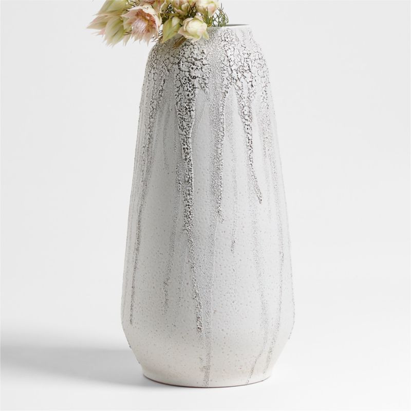 Toluca Large Beige Ceramic Textured Vase 17" + Reviews | Crate & Barrel | Crate & Barrel