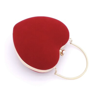 Red Heart-Shaped Clutch Bag With Detachable Chain  | eBay | eBay UK