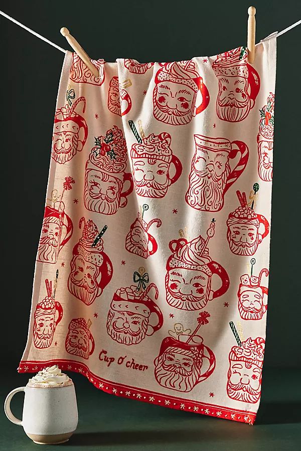 Louise Pretzel Santa Dish Towel By Louise Pretzel in Red Size DISHTOWEL | Anthropologie (US)