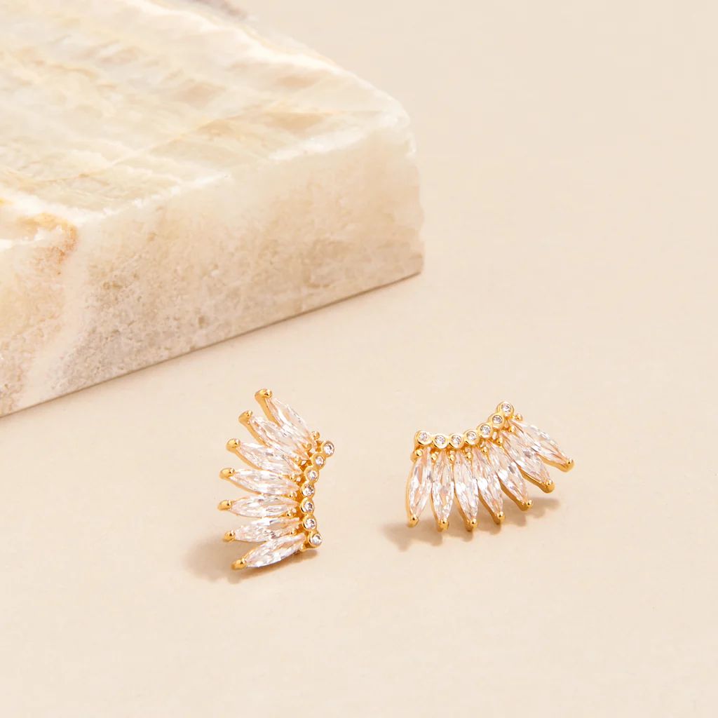 Petite Crystal Madeline Earrings Gold | Mignonne Gavigan