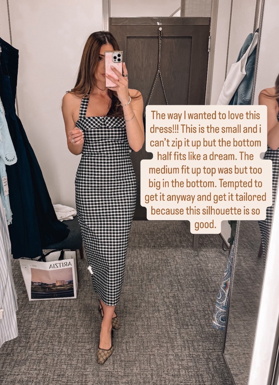 Wearing the small here but would need the medium and to alter the bottom half for it to fit correctly 