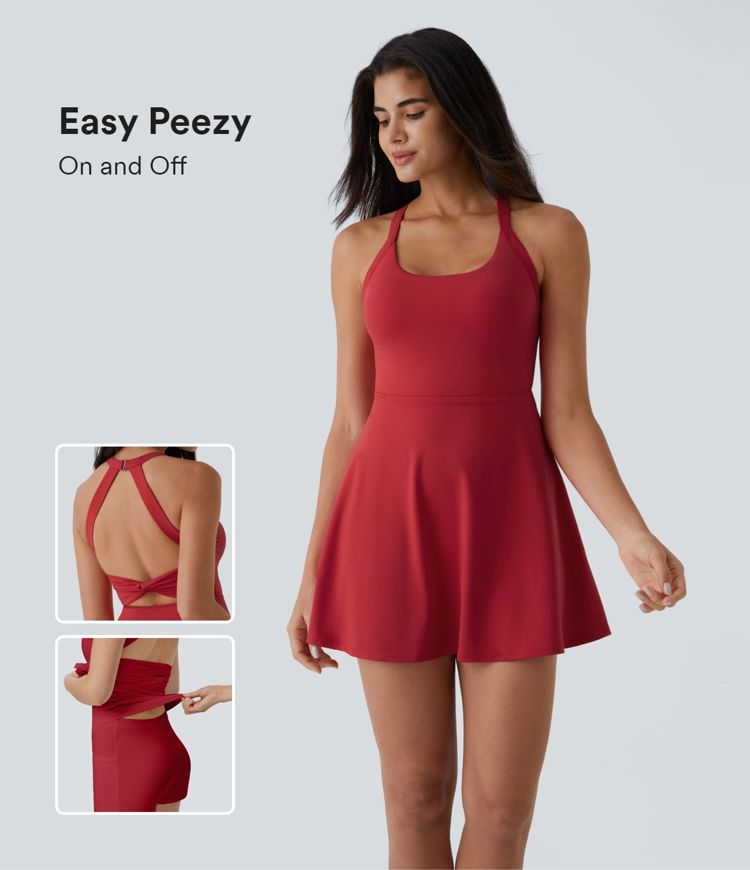 Women’s Backless Twisted Active Dress-Easy Peezy Edition - Halara | HALARA