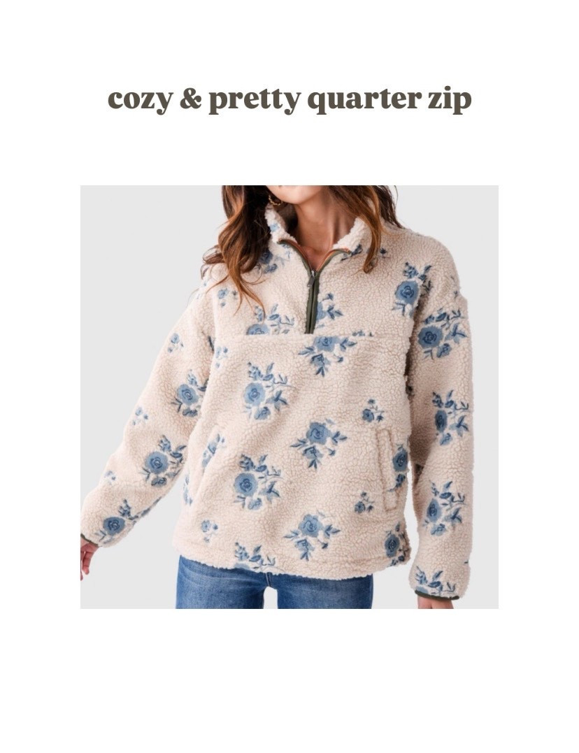 Loving the floral appliqué details and contrast piping on this cute and cozy quarter zip! Perfect for fall 🍂

#LTKSeasonal