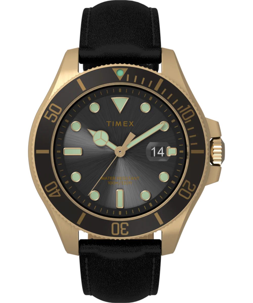 Harborside Coast 43mm Leather Strap Watch | Timex