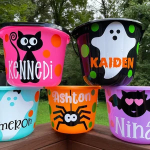 Glow Halloween Bucket, Halloween Bucket, Personalized Halloween Bucket, Halloween Bucket with Nam... | Etsy (US)