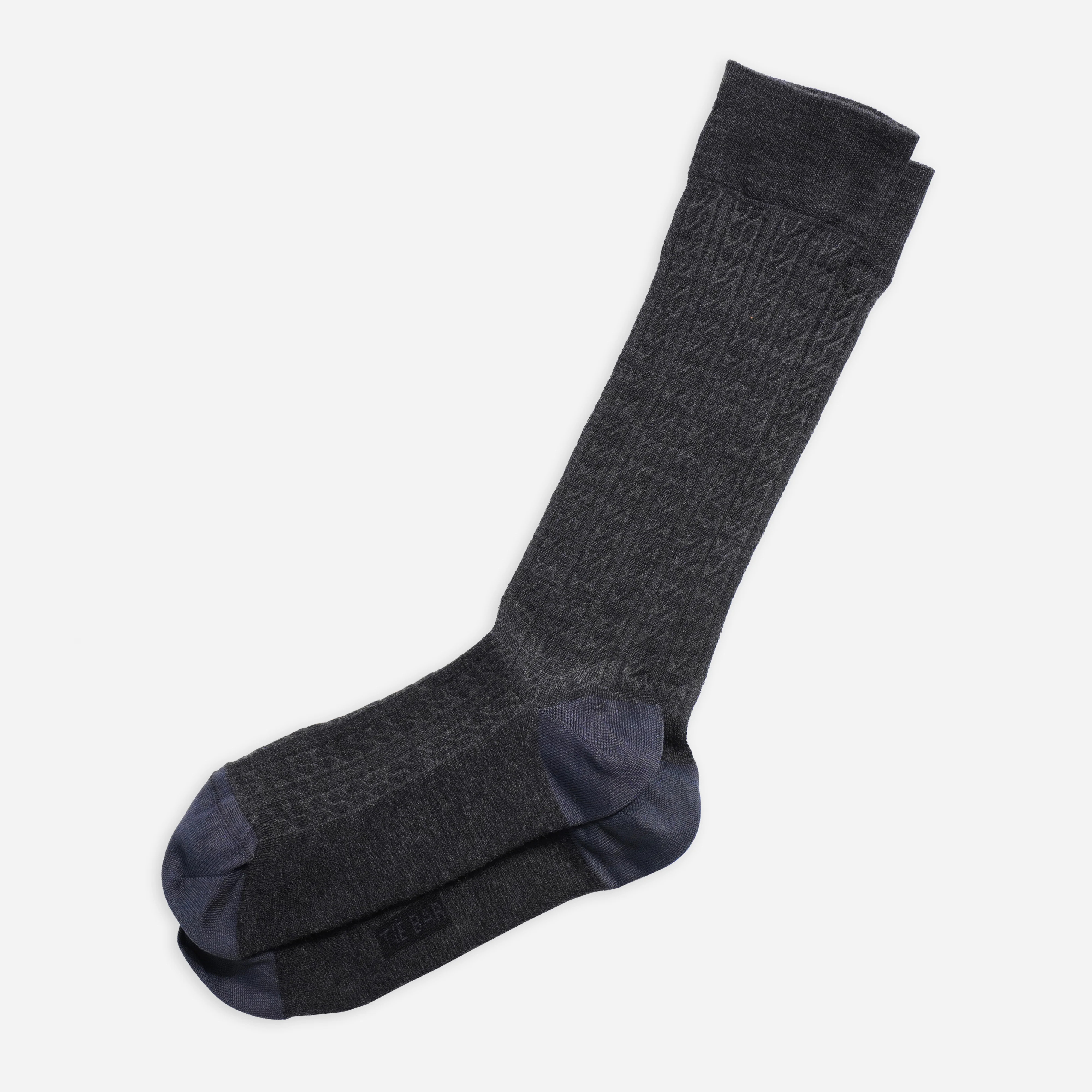 Merino Wool Cable Knit Charcoal Dress Socks | Wool Socks | Tie Bar | The Tie Bar