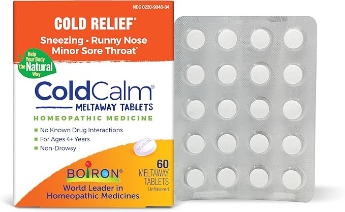 Boiron ColdCalm Tablets for Relief of Common Cold Symptoms Such as Sneezing, Runny Nose, Sore Thr... | Amazon (US)