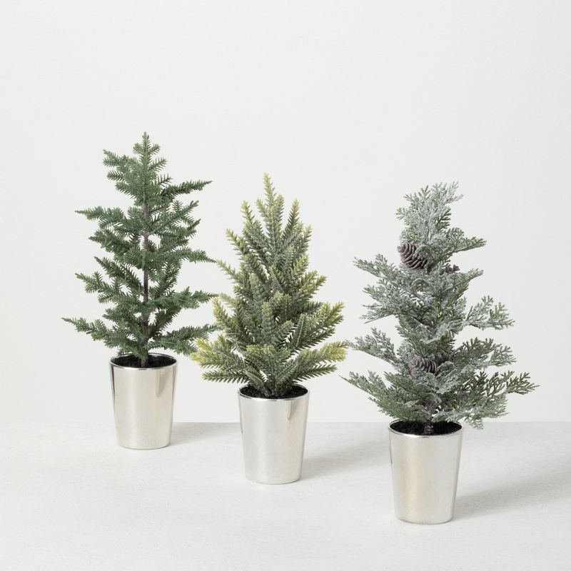 Sullivans 1', 1' & .9' Potted Pine Artificial Tree Set of 3, 12"H, 11.5"H & 12"H Green | Target