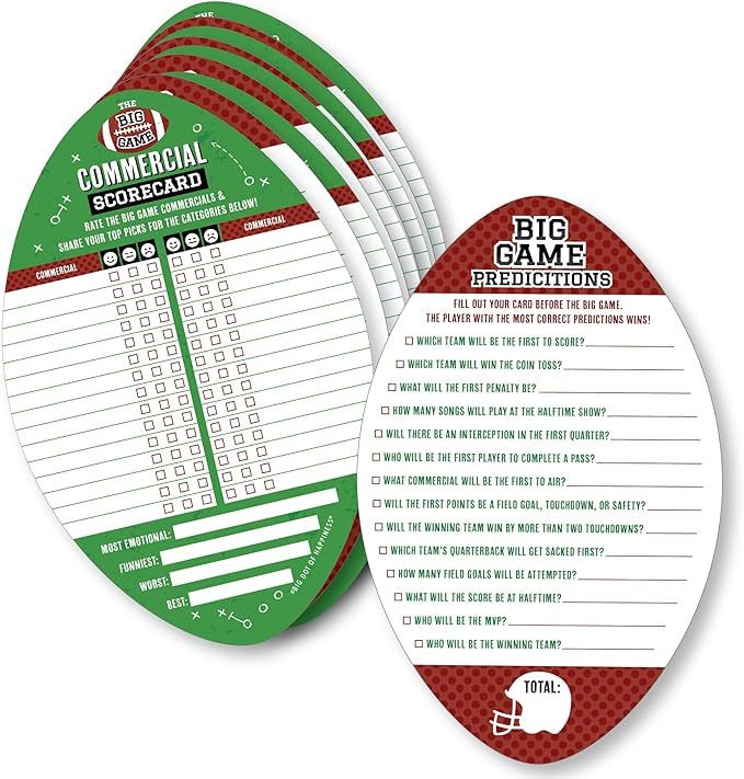 Big Dot of Happiness The Big Game - 2-in-1 Football Party Cards - Activity Duo Games - Set of 20 | Amazon (US)