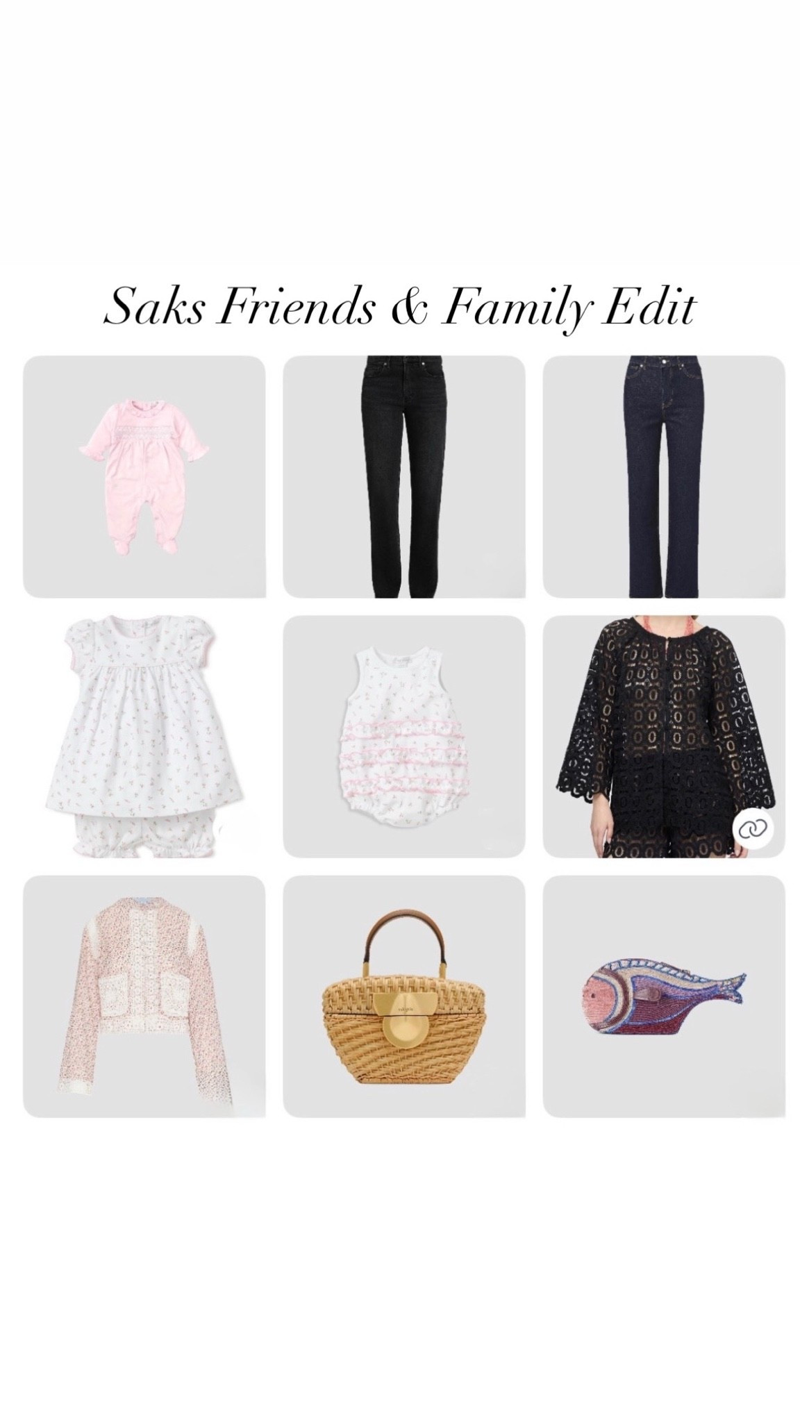 Saks Friends & Family Sale is live with 25% off select new arrivals. Shop some of my favorite pieces from the sale, including this Hill House Home Jacket, Cult Gaia handbag and Staud Clutch. My favorite baby brand is also included (fyi it tends to run a little small)! #saks #sakspartner @saks