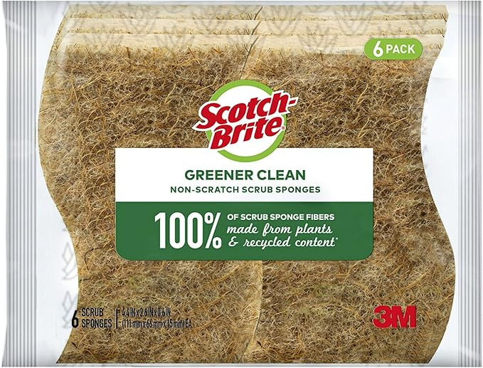 Scotch-Brite Greener Clean Non-Scratch Scrub Sponges, For Washing Dishes and Cleaning Kitchen, 6 ... | Amazon (US)
