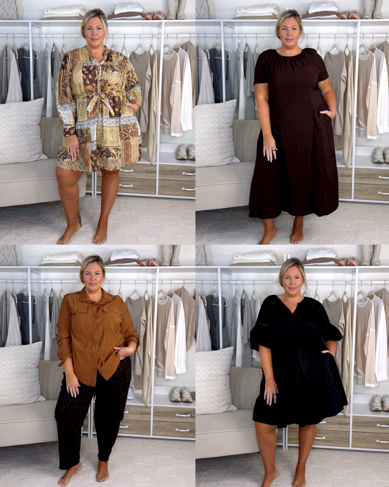 Nym Walmart haul! Wearing a size 20 in the jeans and they’re a bit tight, the black dress is a 2X, the brown long sleeve dress was an XXL, the brown maxi dress was an XXL and the brown button up was an XXL but would size up. Plus size, outfit inspo, fall fashion, apron belly, mom life

#LTKMidsize #LTKPlusSize #LTKSeasonal