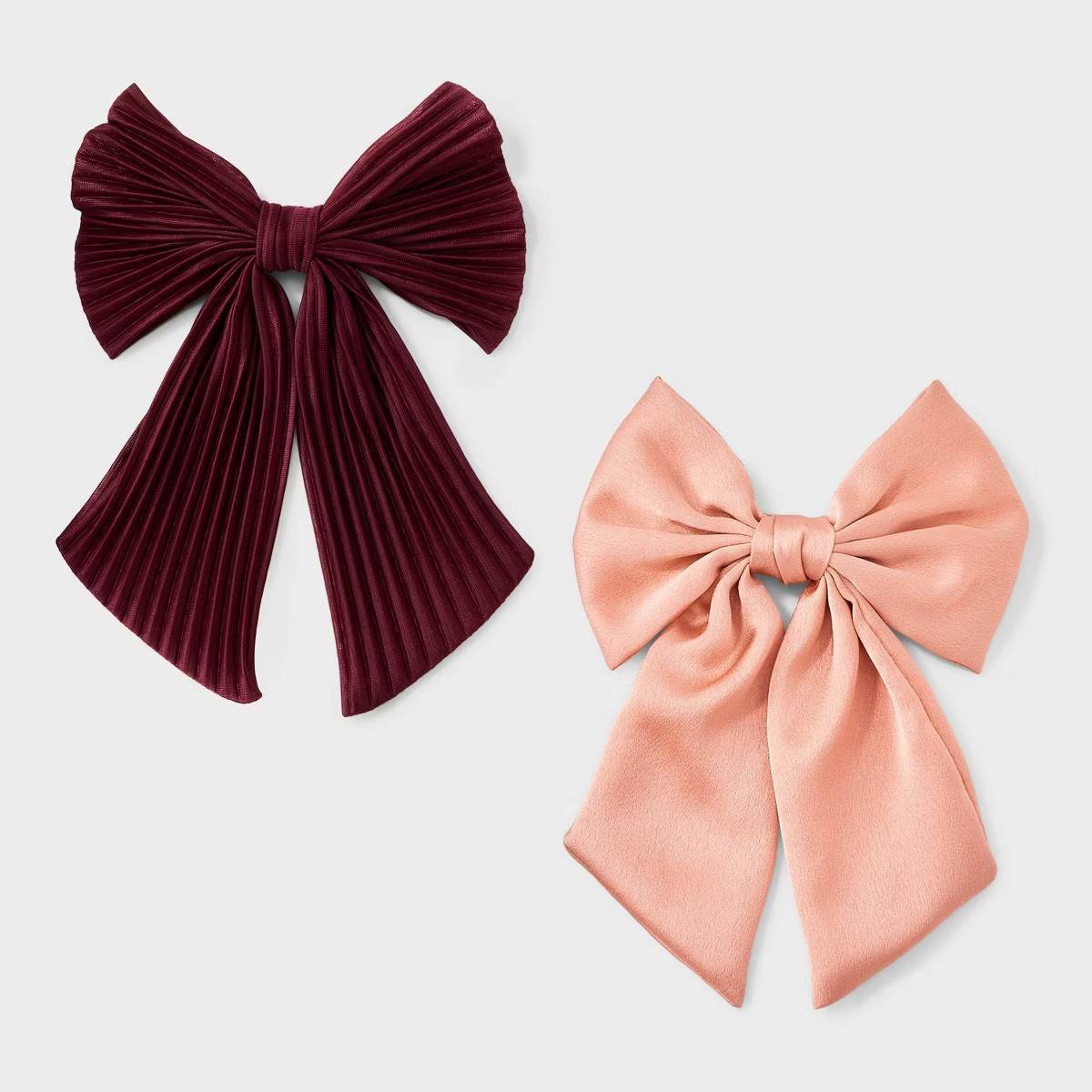 Textured Bow Hair Barrette Set 2pc - A New Day™ Pink/Red | Target