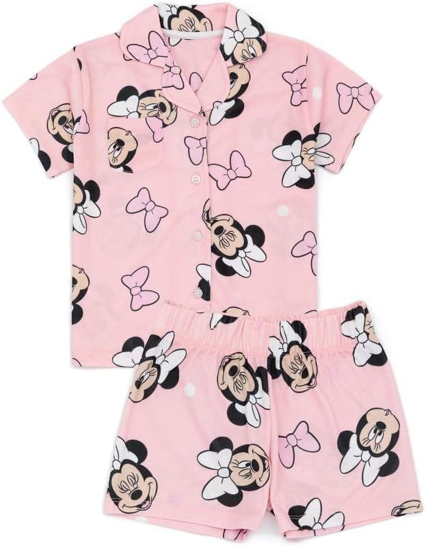 Disney Minnie Mouse Pyjamas Girls Toddlers Pink Bow T-Shirt Shorts Pjs | Amazon (US)