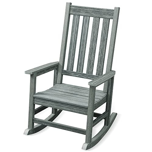 ACUEL Rocking Chair Outdoor, HDPE Oversized Patio Rocking Chairs, Weather Resistant, 350lbs Heavy Duty Porch Rocker with High Back for Backyard, Fire Pit, Garden and Indoor (Grey) | Amazon (US)
