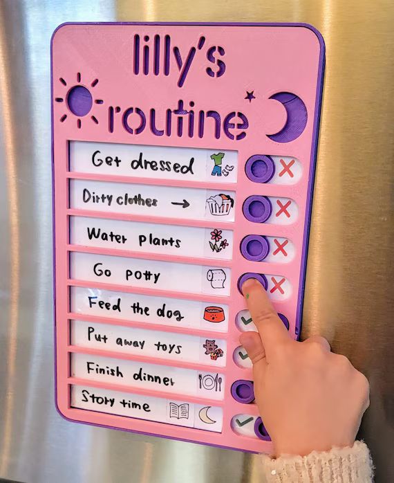 Sliding Routine Chart, Chore Chart, Daily Checklist, Kids Daily Tasks, Daily Routine | Magnetic |... | Etsy (US)