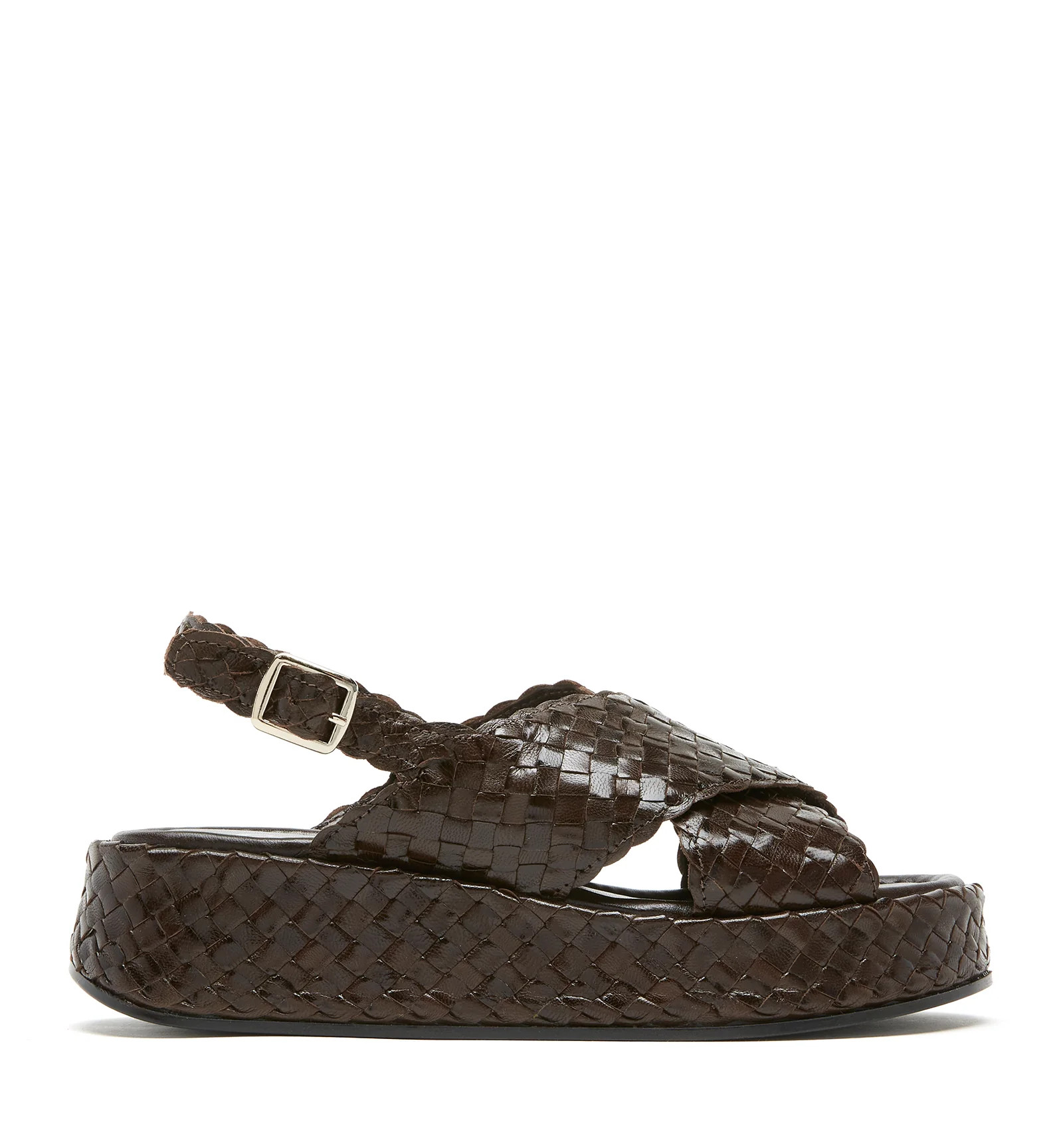 PAULETTE WOVEN LEATHER WEDGE SANDAL | La Canadienne