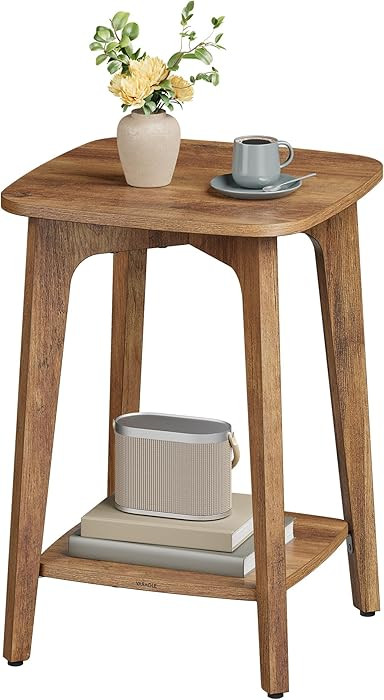 VASAGLE MAEZO Collection - Side Table, 2-Tier Small Square End Table, Nightstand with Tapered Leg... | Amazon (US)
