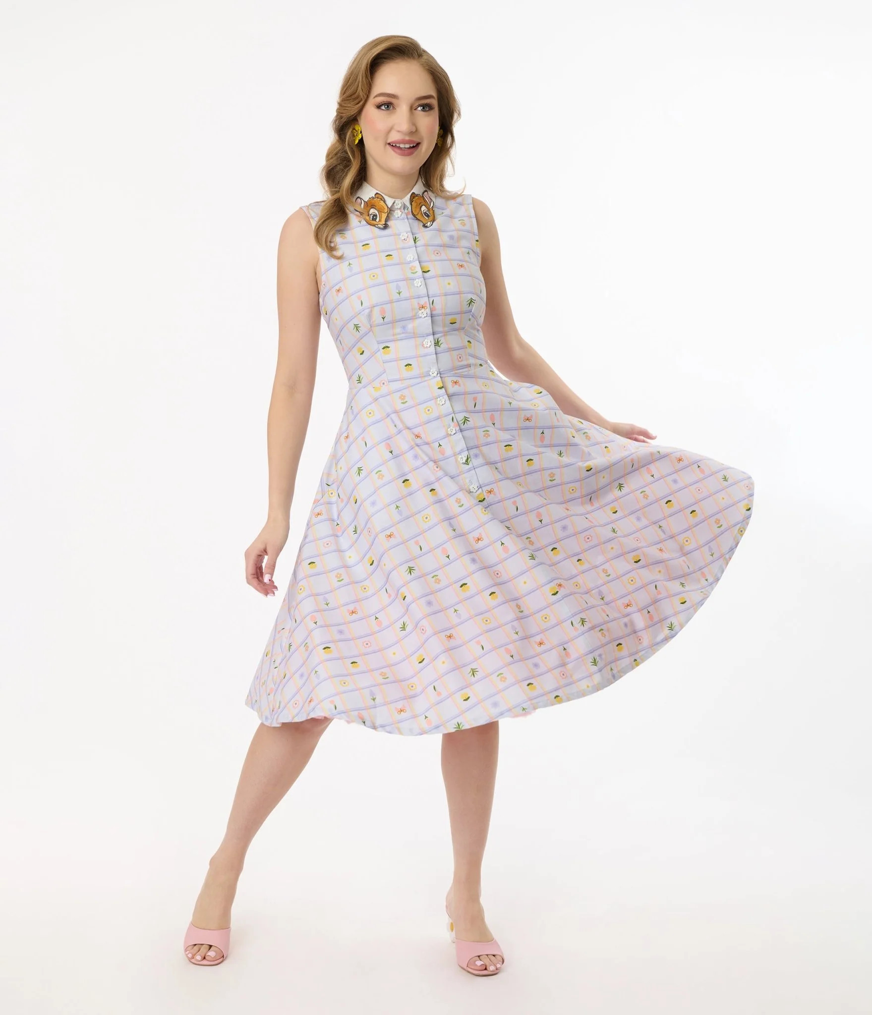 Disney Bambi Collection by Unique Vintage Lavender Spring Plaid Darlene Swing Dress | UniqueVintage