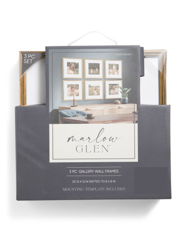 3pk 12x12 Matted To 8x8 Thin Scooped Edge Wall Portrait Frame Set | Metal | Marshalls