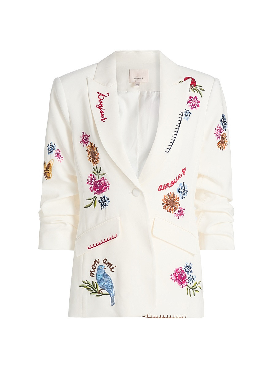 Women's Celeste Vine Scrunched Cheyenne Blazer - Ivory Multi - Size 00 | Saks Fifth Avenue