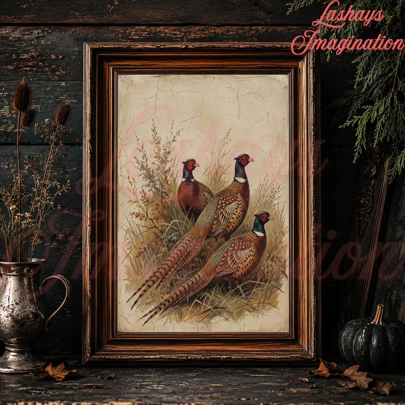 Vintage Pheasant Poster Canvas Botanical Bird Wall Art Rustic Hunting Decor Gift BT0480 | Etsy (Global)