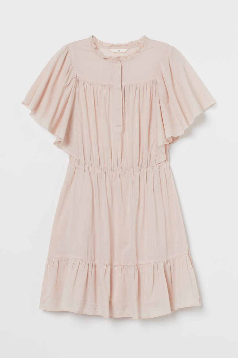 H & M - Butterfly-sleeved dress - Pink | H&M (UK, MY, IN, SG, PH, TW, HK)