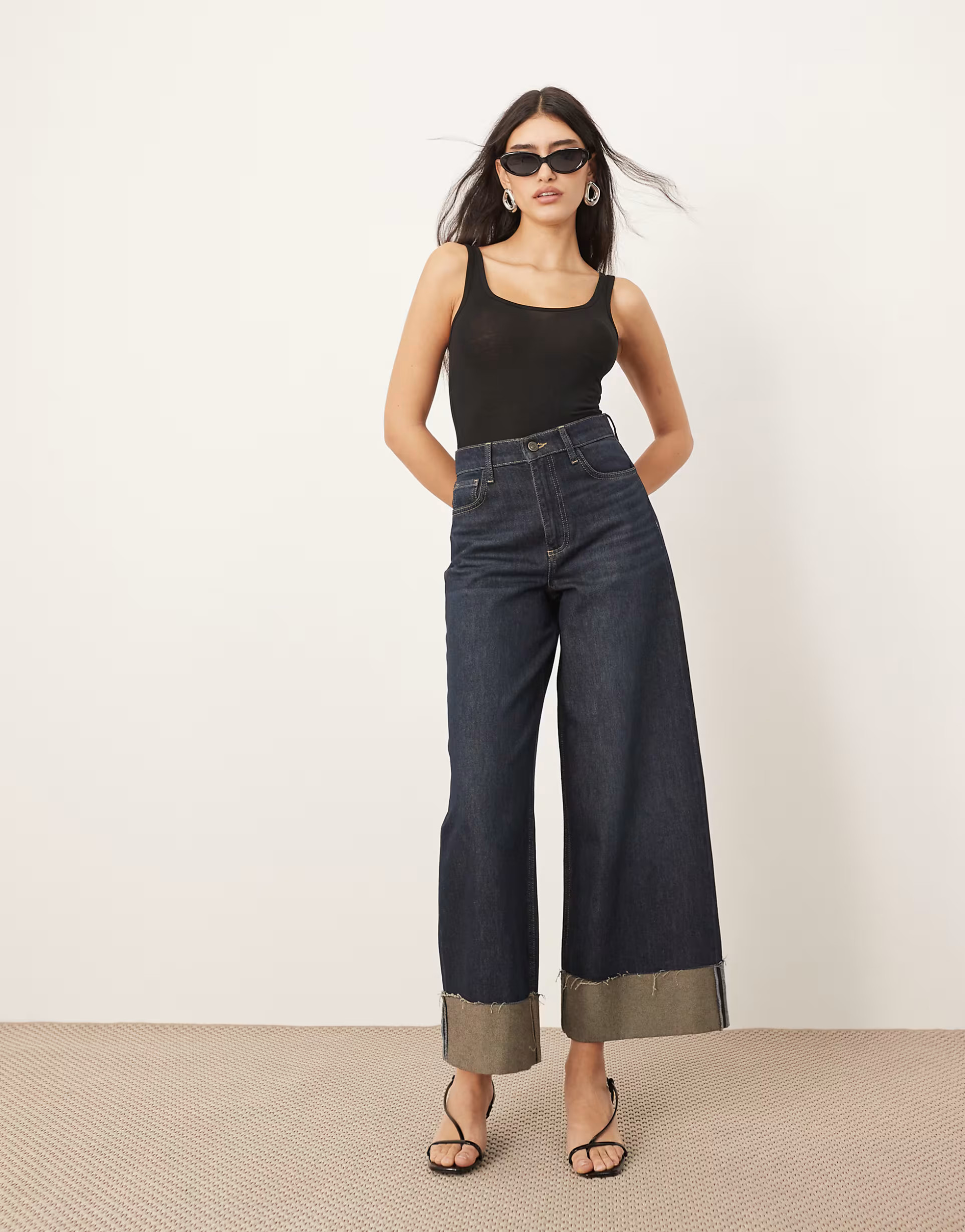 ARRANGE Parker denim high waist slouchy turn up jean in indigo | ASOS (Global)