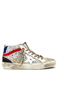 Golden Goose Mid Star Glitter Sneaker in Silver, Red & Black from Revolve.com | Revolve Clothing (Global)