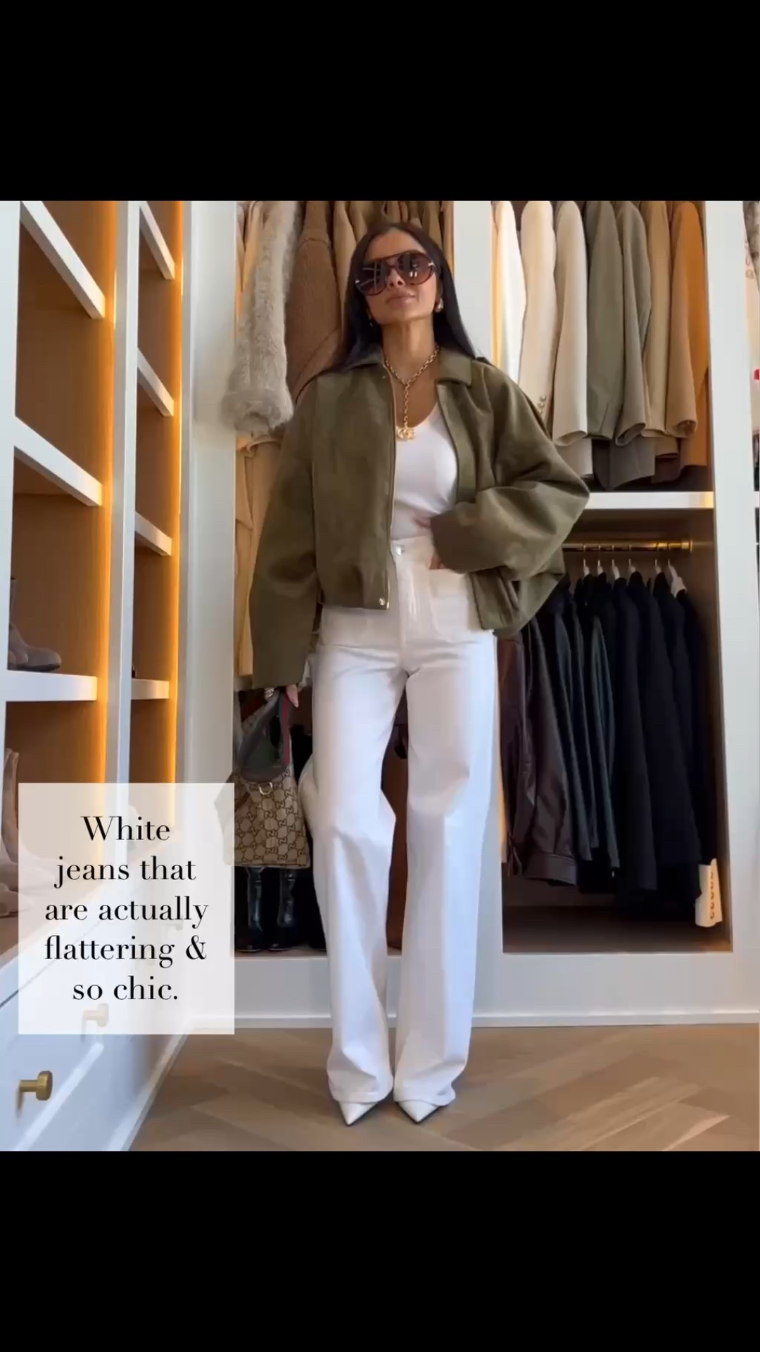 White jeans that are actually flattering and so chic. The Frame Le Slim Palazzo jeans have the perfect high rise and elongating leg that make white denim feel polished instead of overwhelming. Styled with a Zara suede bomber jacket and finished with white Prada slingback heels and the Gucci Giglio bag for a look that feels effortless but elevated.

Frame jeans - size 24, runs TTS
Zara jacket - size XS
Gucci Giglio bag
White Prada slingback heels

miamiamine white jeans that are flattering Frame Le Slim Palazzo jeans chic white denim outfit Zara suede bomber jacket Gucci Giglio bag Prada slingback heels elevated spring style polished everyday look feminine luxury outfit