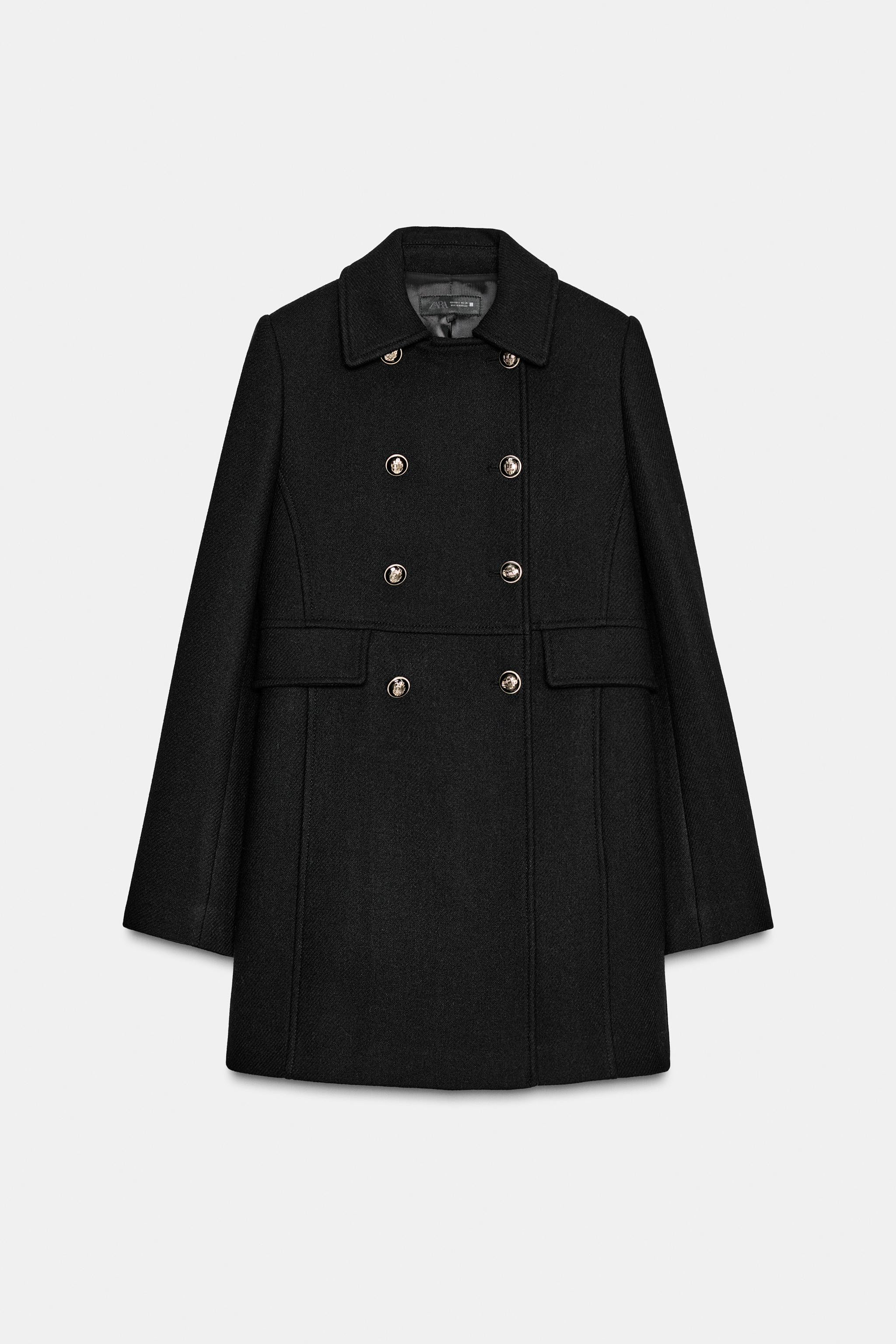 WOOL BLEND DOUBLE BREASTED SHORT COAT | Zara US