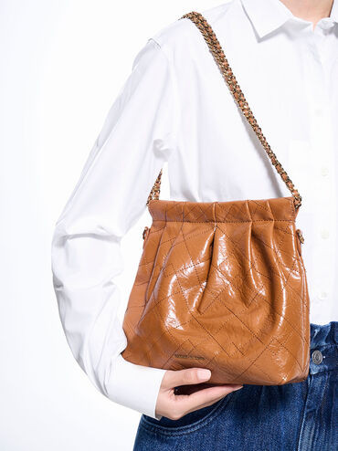 Duo Chain Handle Shoulder Bag
    
         - Chocolate | Charles & Keith US