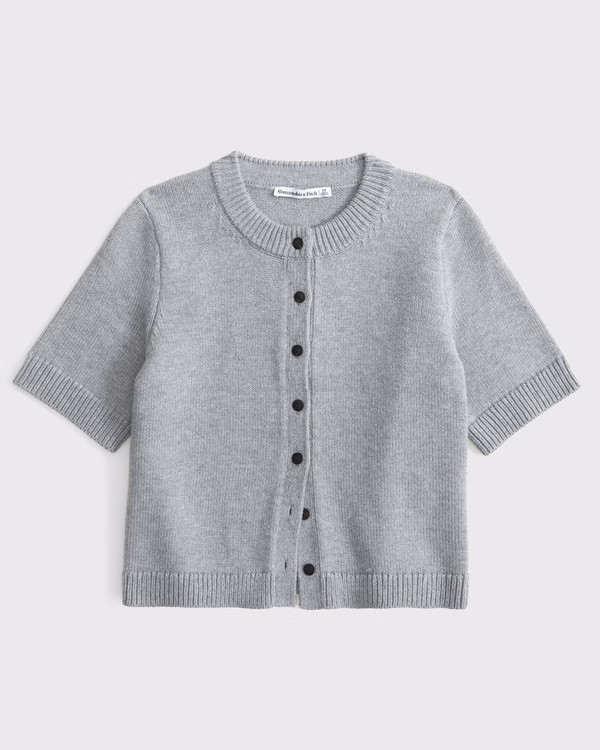 Women's Short-Sleeve Crew Cardigan | Women's Clearance | Abercrombie.com | Abercrombie & Fitch (US)