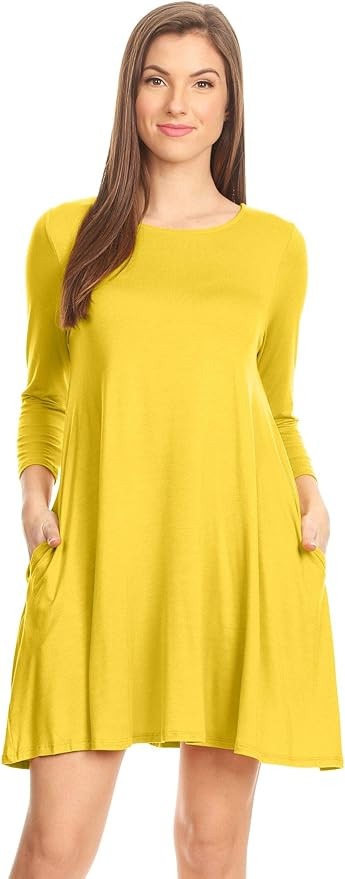 Casual T Shirt Dress for Women Flowy Tunic Dress with Pockets Reg and Plus Size | Amazon (US)