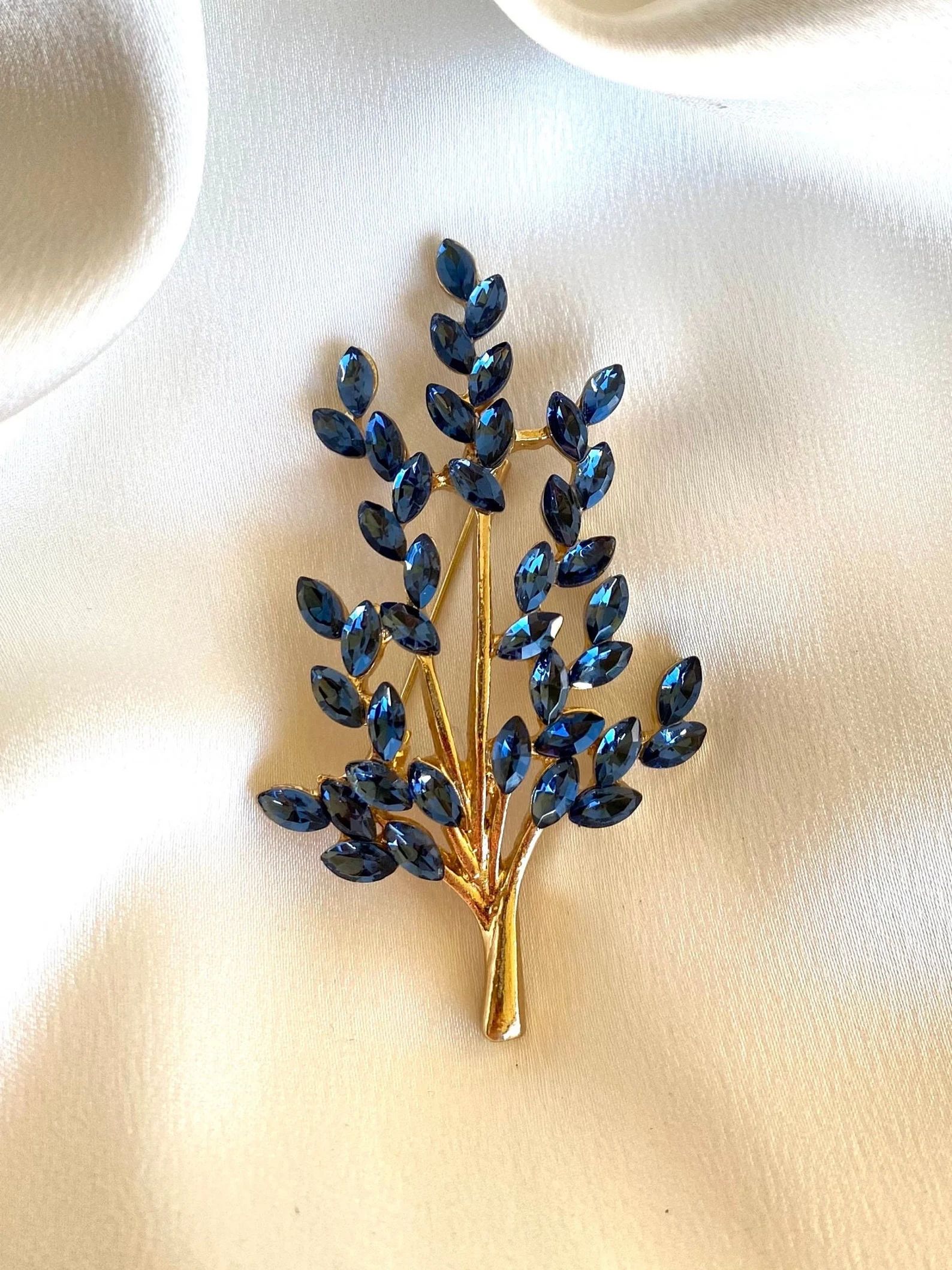 Vintage Sapphire Blue Brooch Tree of Life Gold Pin Elegant - Etsy | Etsy (US)