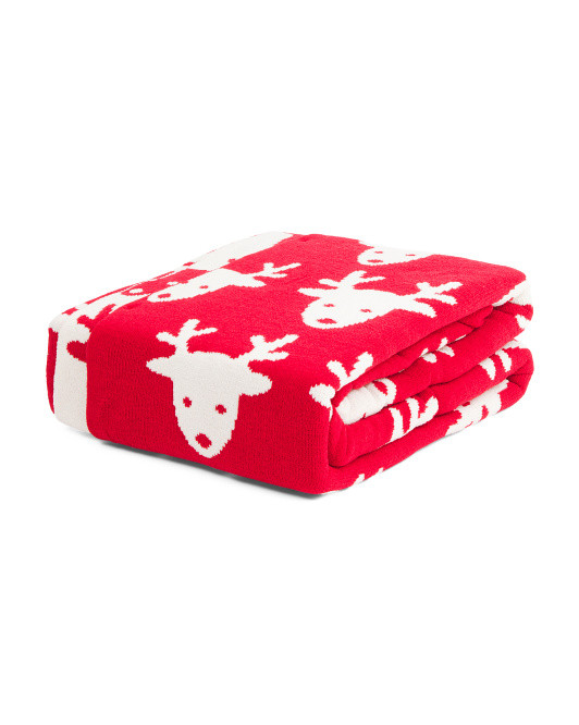 Reindeer Snuggle Knit Blanket | TJ Maxx