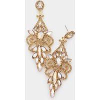 Gold Earrings, Light Topaz Pageant Earrings, Gold Floral Rhinestone Topaz Light Dangle Evening | Etsy (US)