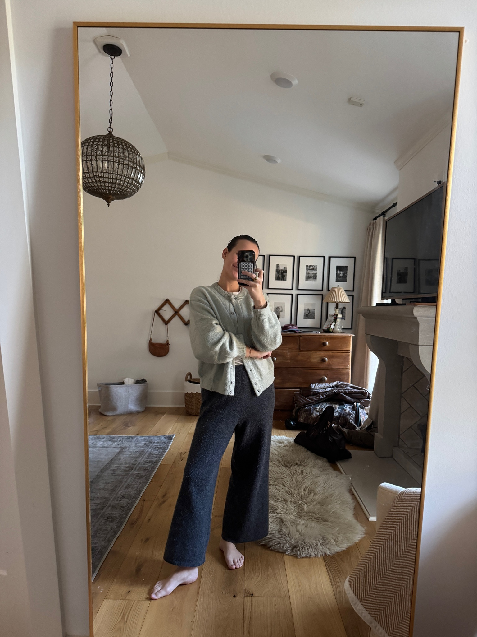 Sold out daily drills sweater but linking some similar! Jenni Kayne wool pants I bought secondhand that are so cozy and warm  