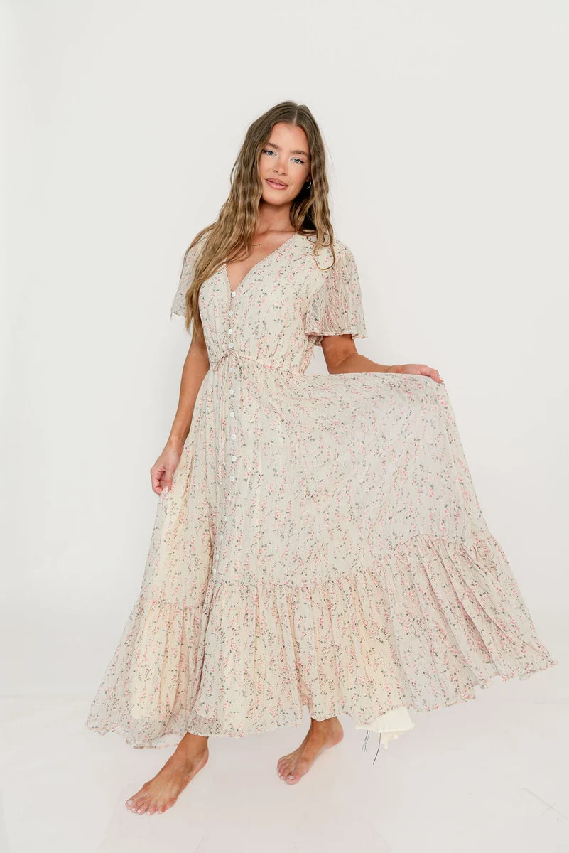 Illia Woven Maxi Dress in Blush Multi *3/27 PRE-ORDER* | Worth Collective