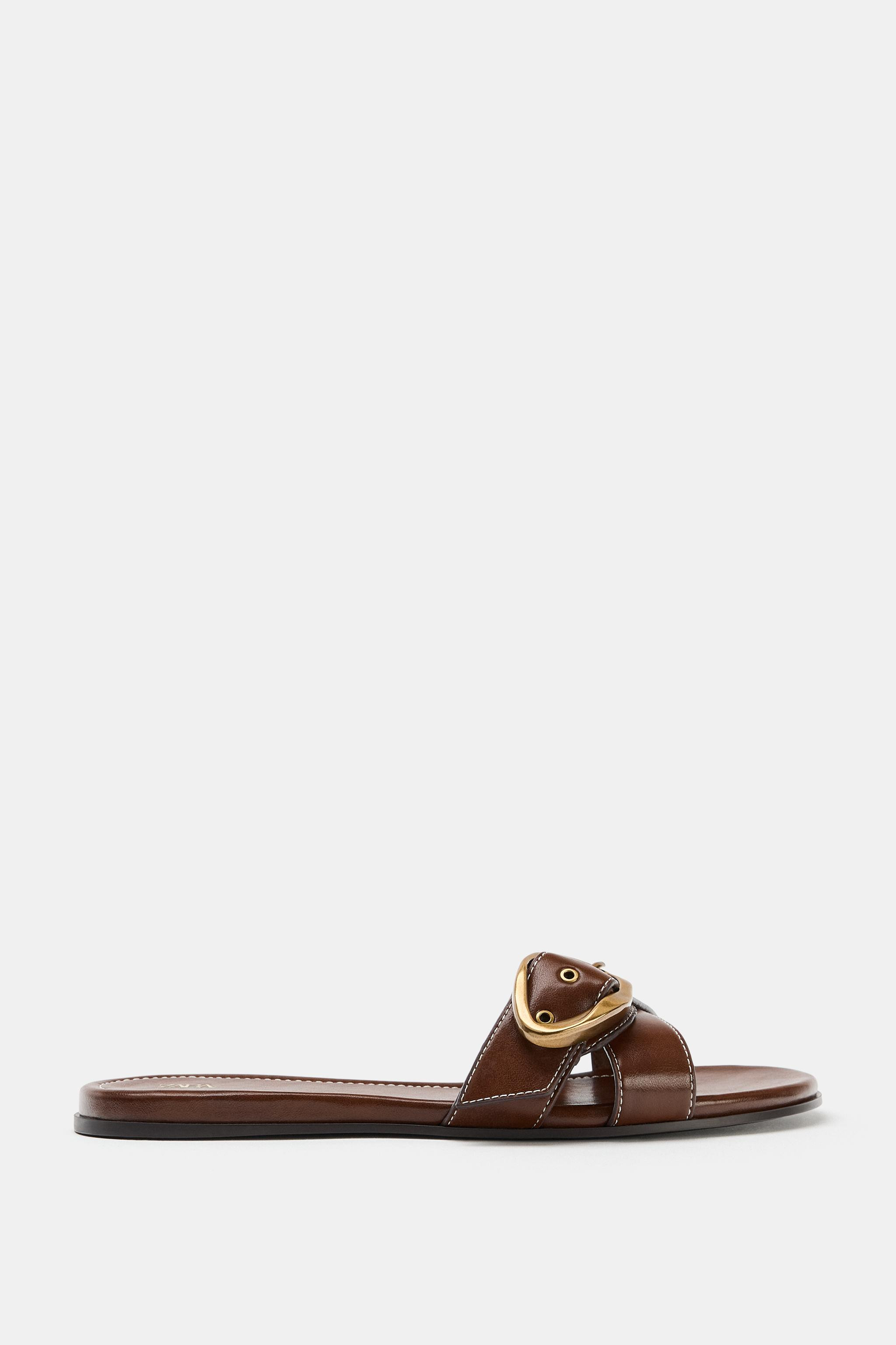 FLAT BUCKLE SANDALS | Zara US