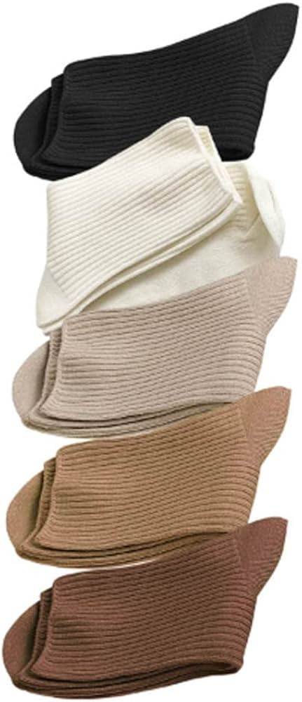 Women's Solid Striped Textured Ribbed Knit Candy Color Casual Basic Style Crew Socks 5 Pairs | Amazon (US)
