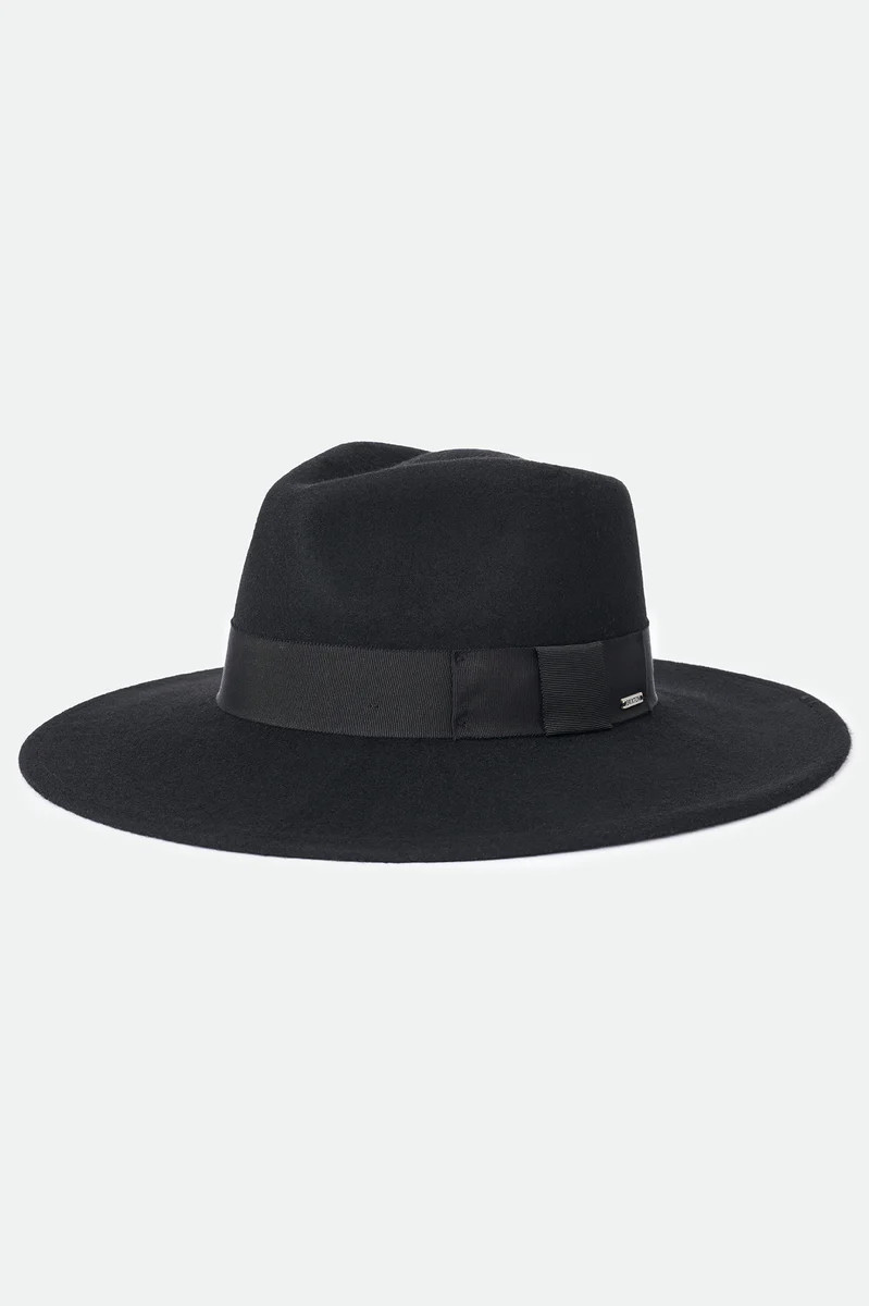 Women's Joanna Wide-Brim Felt Fedora Hat - Black | Brixton