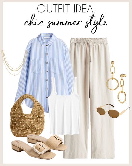 Chic summer outfit idea!

#summerstyle

Summer style. Chic elevated casual summer outfit. How to style a linen button down shirt for summer. Classic summer outfit. Neutral summer outfit. Wide leg linen pants for summer. Amazon designer inspired sunglasses. Dainty gold drop earrings. Embellished raffia shoulder bag. Sam Edelman neutral heeled sandals. White tuckable tank top  

#LTKSeasonal #LTKStyleTip #LTKFindsUnder100