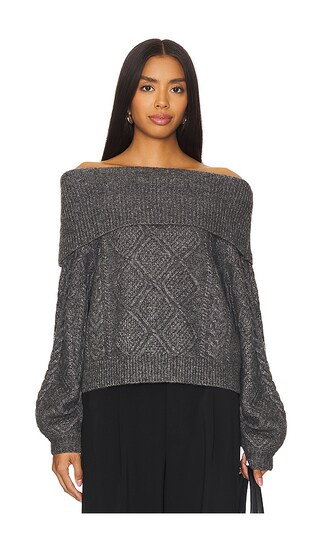 Adie Off Shoulder Sweater in Deep Gray Melange | Revolve Clothing (Global)