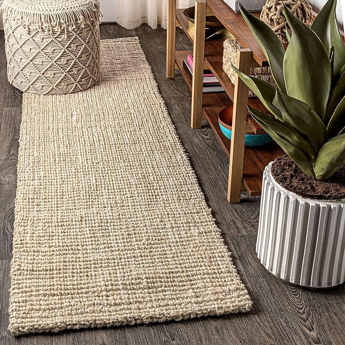 JONATHAN Y NFR103A-212 Hiro Hand Woven Chunky Jute Ivory 2 ft. x 12 ft. Runner Rug, Easy to Clean... | Amazon (US)