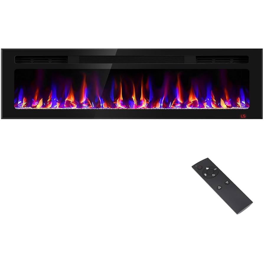 60 Inch Electric Fireplace Recessed and Wall Mounted, Fireplace Heater and Linear Fireplace, Ultr... | Amazon (US)