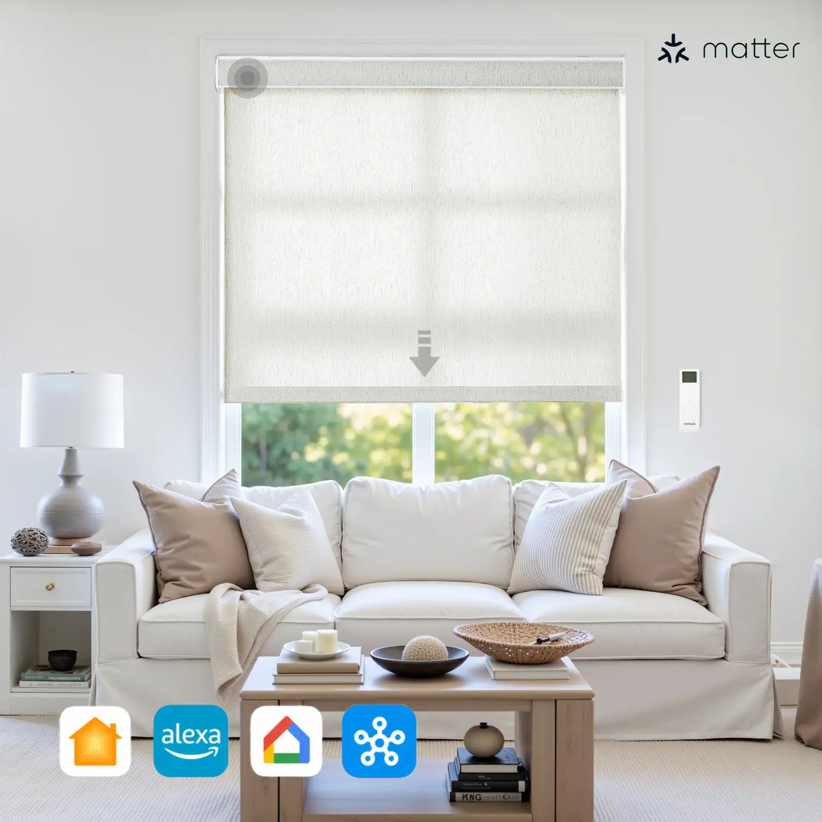 Alvin Motorized Linen Light Filtering Roller Shade | TWOPAGES