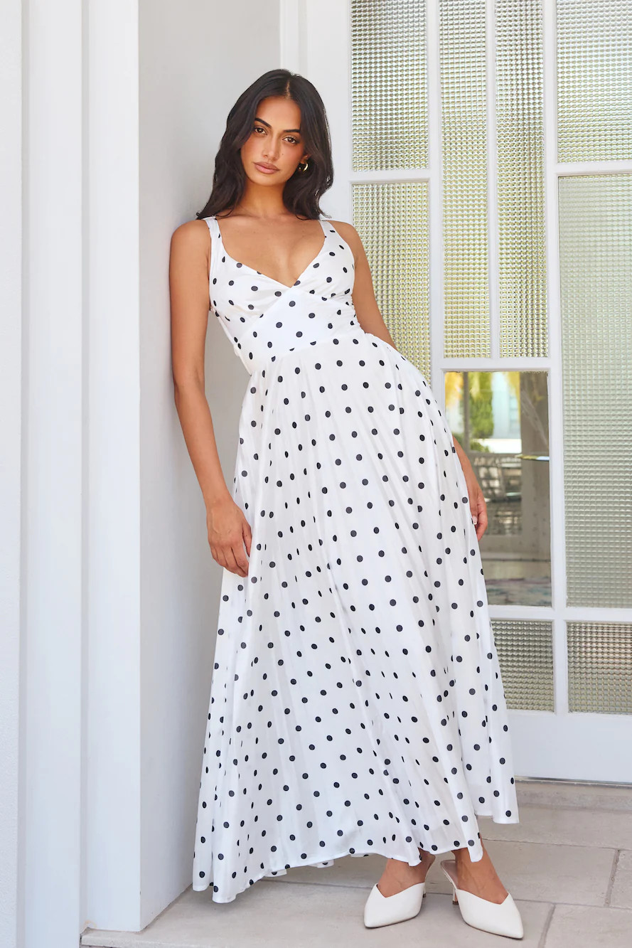 Runway Dreams Satin Maxi Dress White | Hello Molly (US)