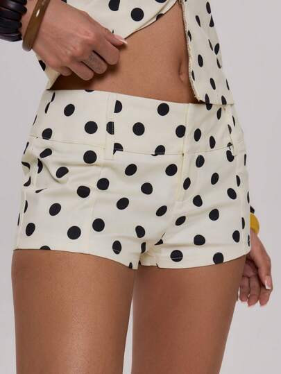 Contrast Polka Dot Summer Sexy Dainty Cute Micro Shorts Holiday Vacation Party Valentines Day Spr... | SHEIN